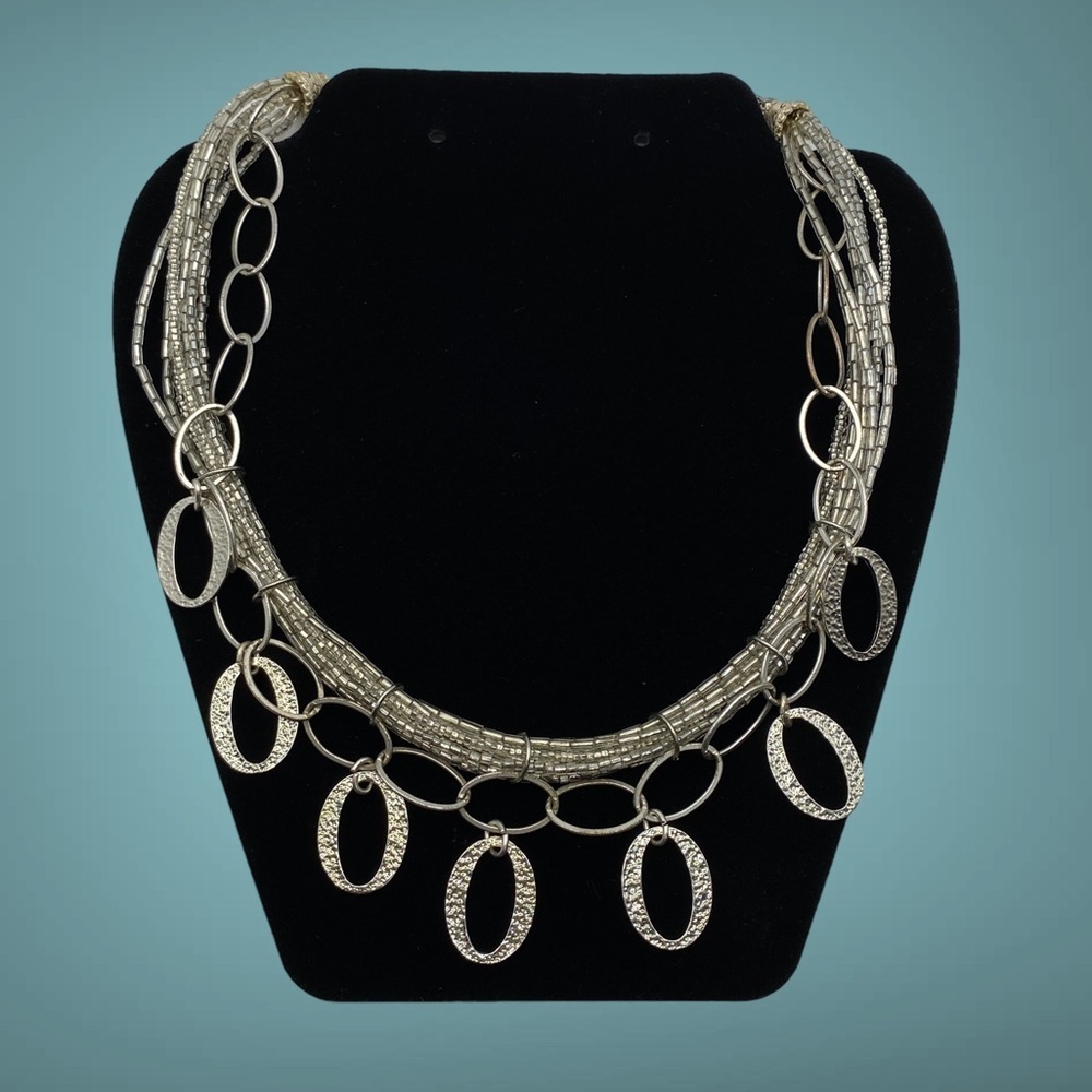CHICO'S Silver & Seed Bead Boho Necklace